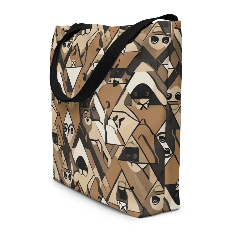 Sepia Menagerie on Large Tote Bag W/ Pocket — Front