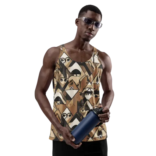 Sepia Menagerie on a Men's Tank Top