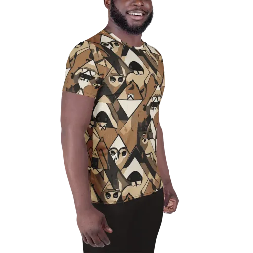 Sepia Menagerie on a Men's Athletic T-Shirt