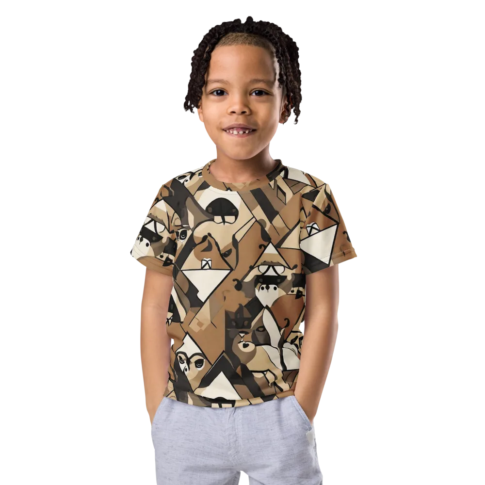 Sepia Menagerie on Kids Crew Neck T-Shirt — Front