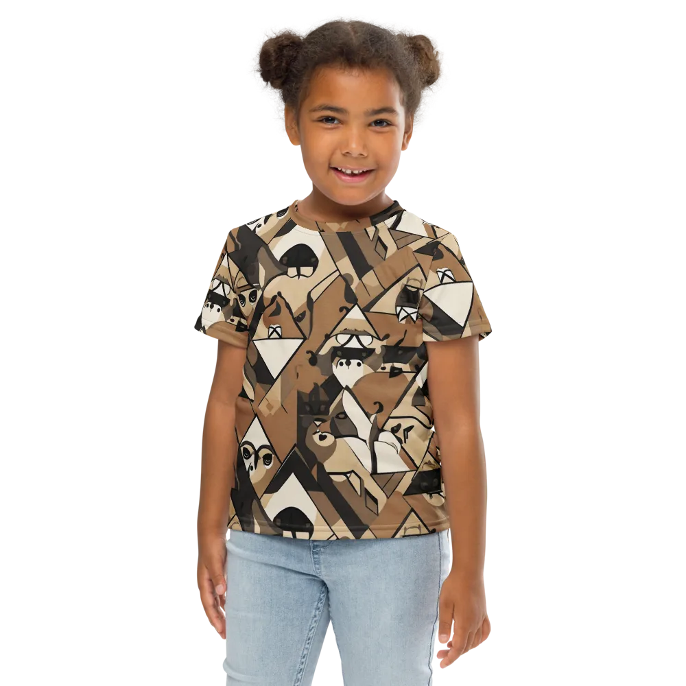 Sepia Menagerie on Kids Crew Neck T-Shirt — Front