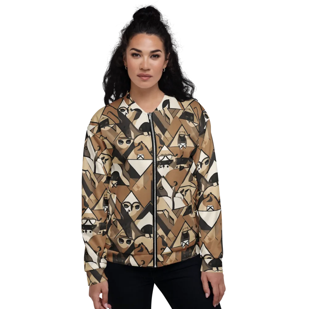 Sepia Menagerie on Bomber Jacket — Front
