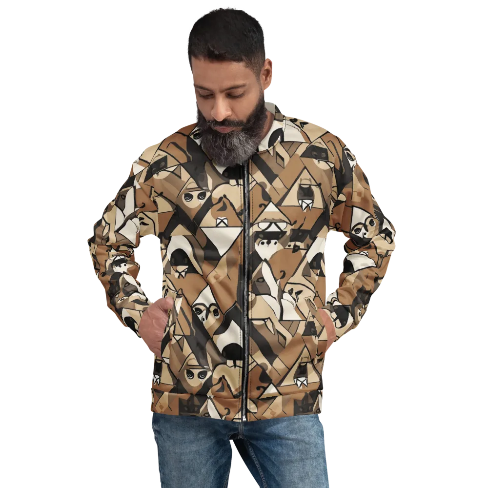 Sepia Menagerie on Bomber Jacket — Front