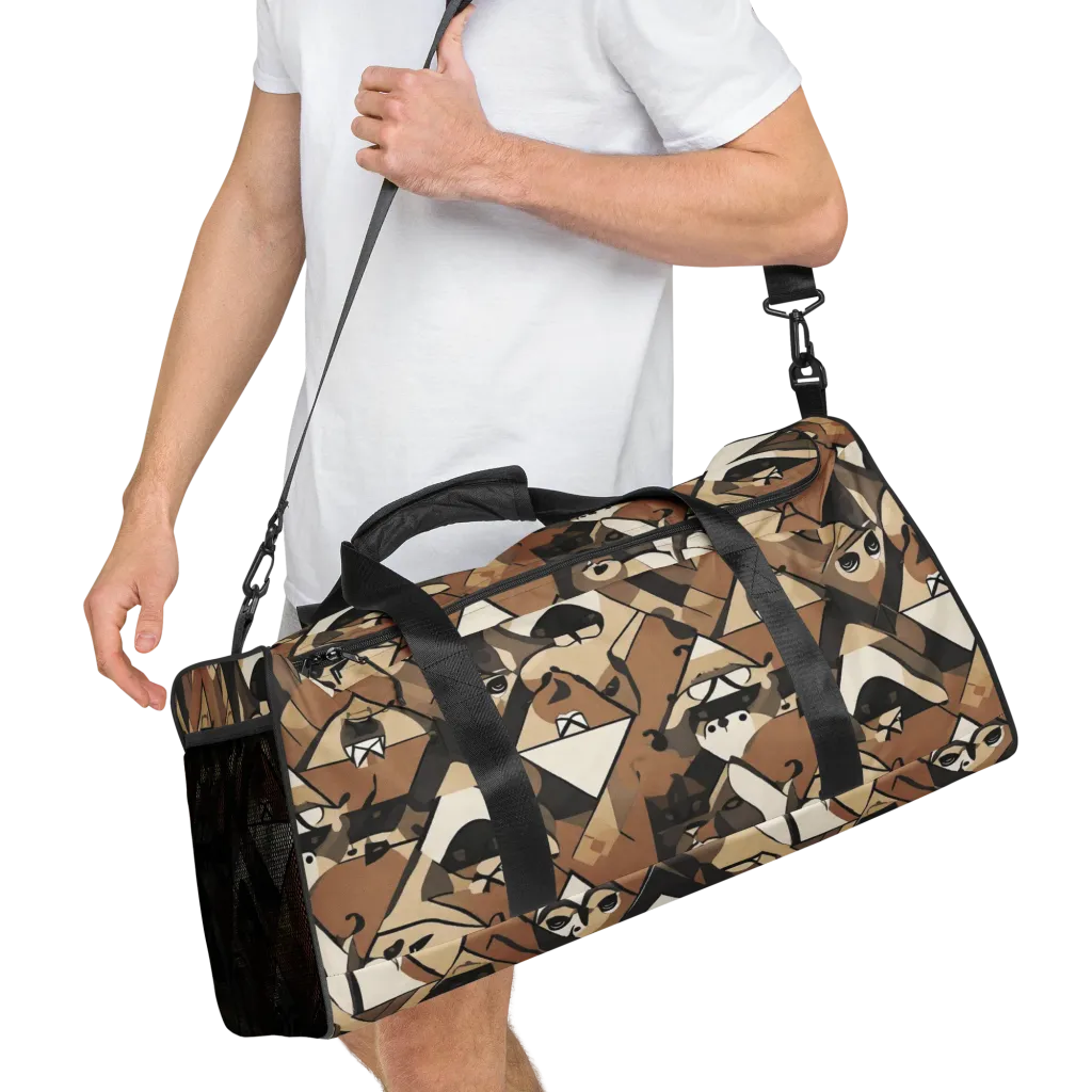 Sepia Menagerie on Duffle Bag — Right Front