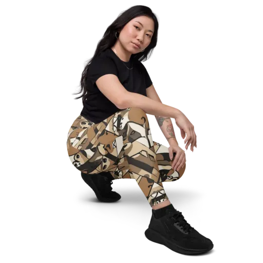 Sepia Menagerie on a Leggings with Pockets
