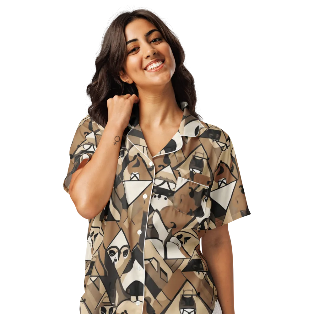 Sepia Menagerie on Women's Short Sleeve Pajama Top — Front