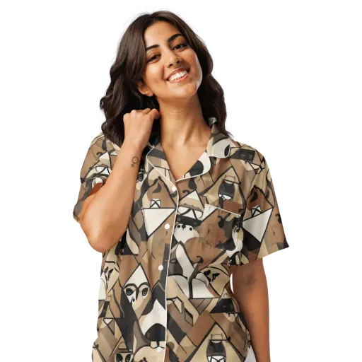 Sepia Menagerie on a Women's Short Sleeve Pajama Top