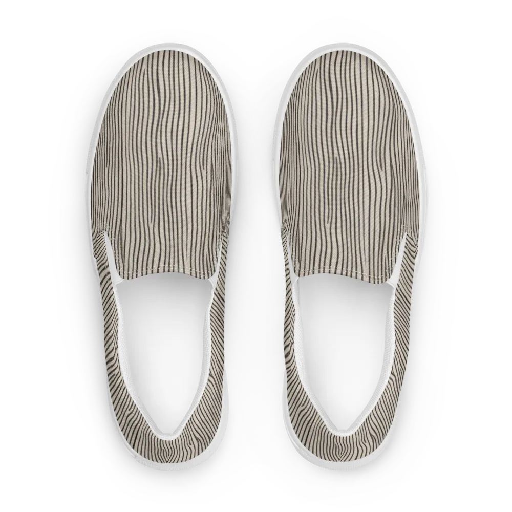 Charcoal Grain on Men's Slip-On Canvas Shoes — Front