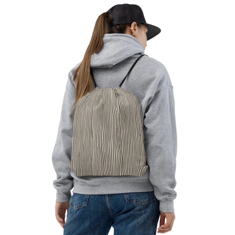 Charcoal Grain on Drawstring Bag — Front