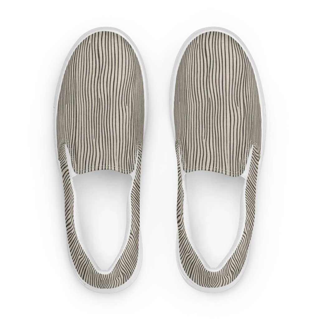 Charcoal Grain on Women's Slip-On Canvas Shoes — Front