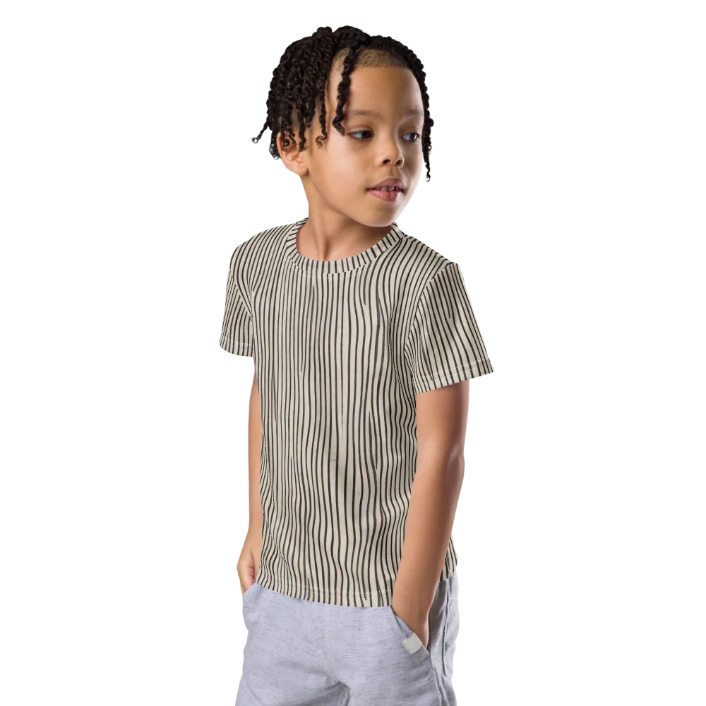 Charcoal Grain on Kids Crew Neck T-Shirt — Left Front