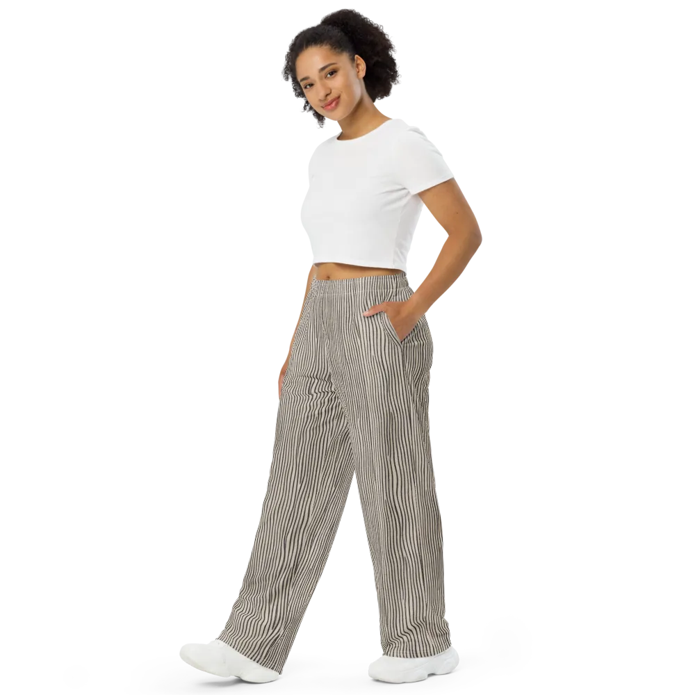 Charcoal Grain on Wide-Leg Pants — Left Front