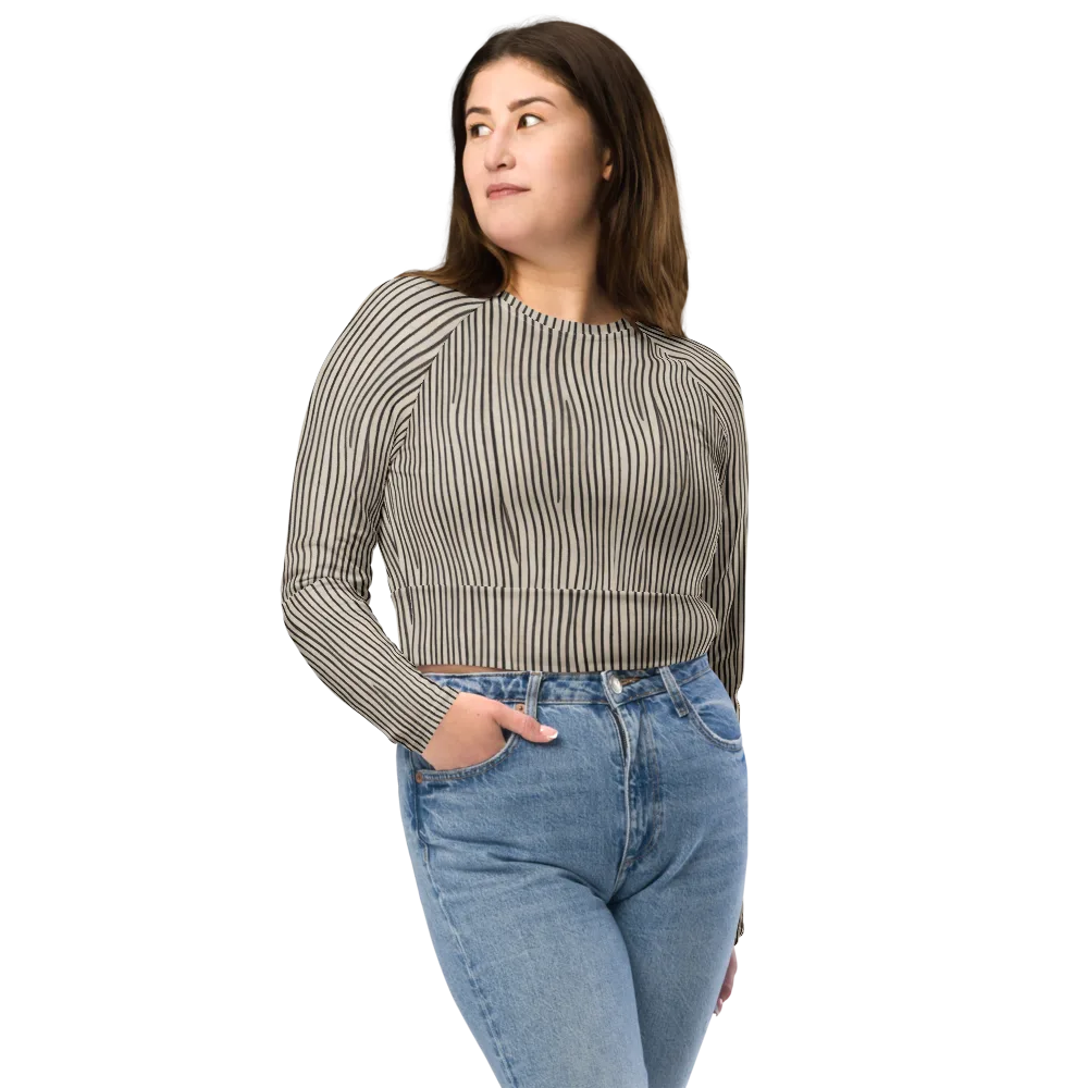 Charcoal Grain on Long Sleeve Crop Top — Front