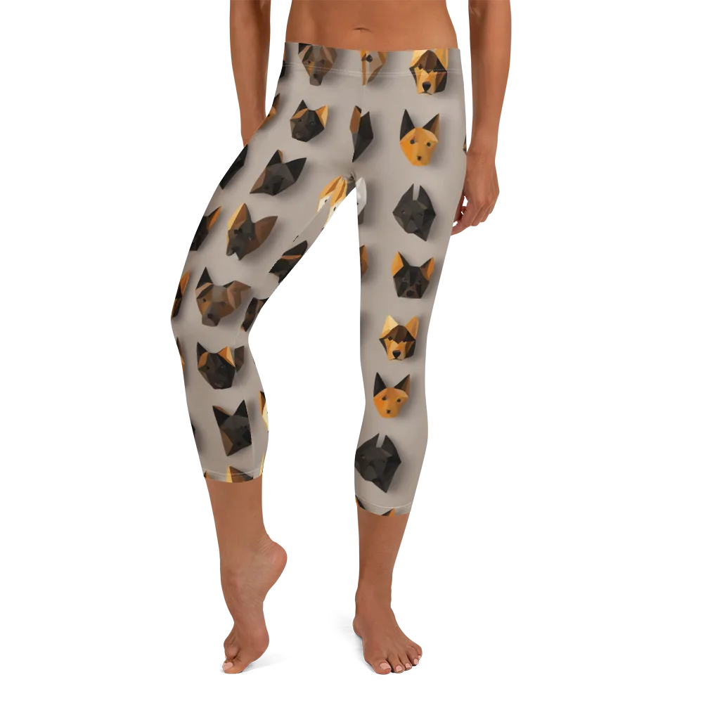 Low-poly Canine on Capri Leggings — Front