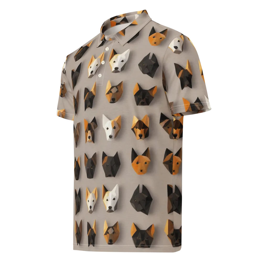 Low-poly Canine on Men's Slim Fit Polo Shirt — Left Front