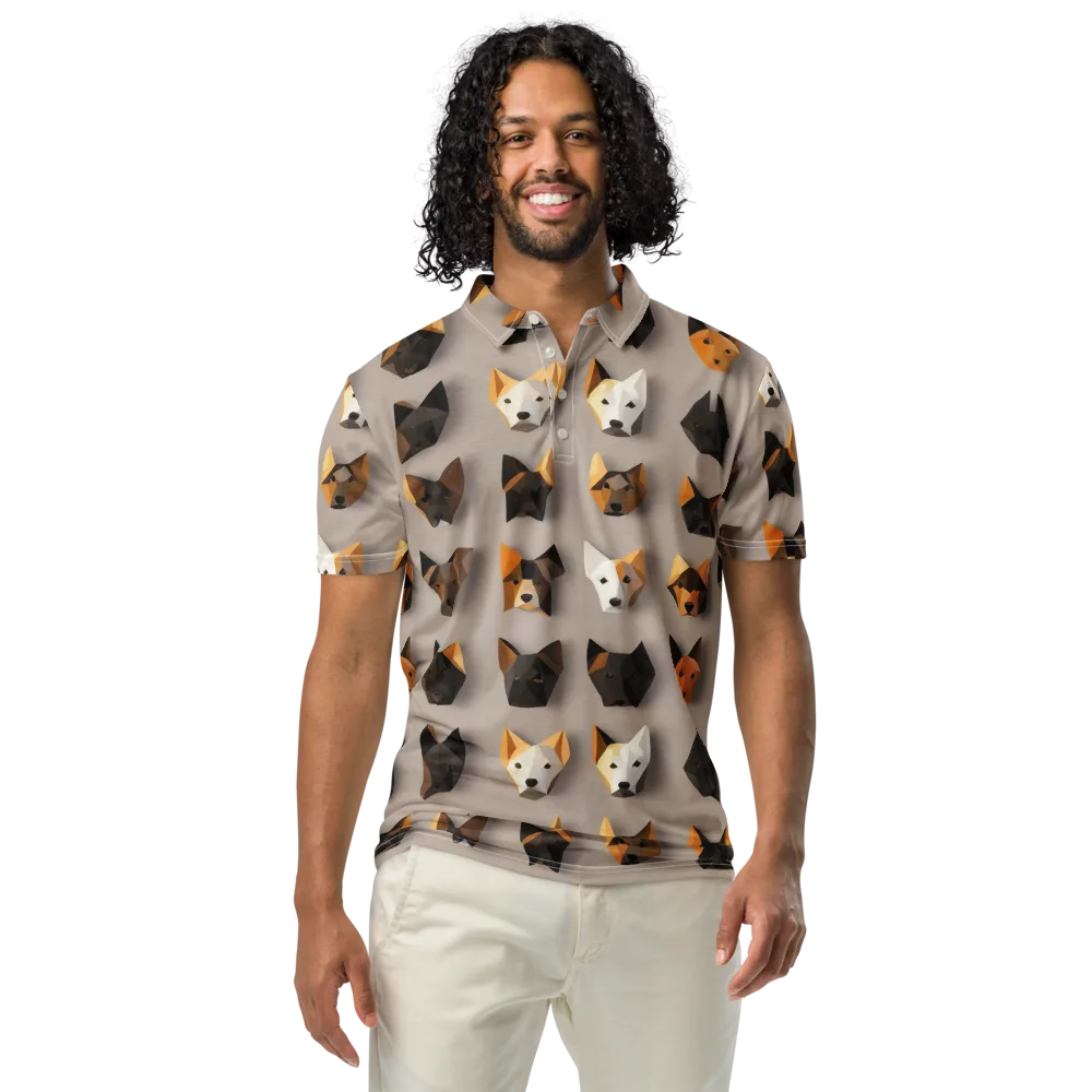 Low-poly Canine on Men's Slim Fit Polo Shirt — Front