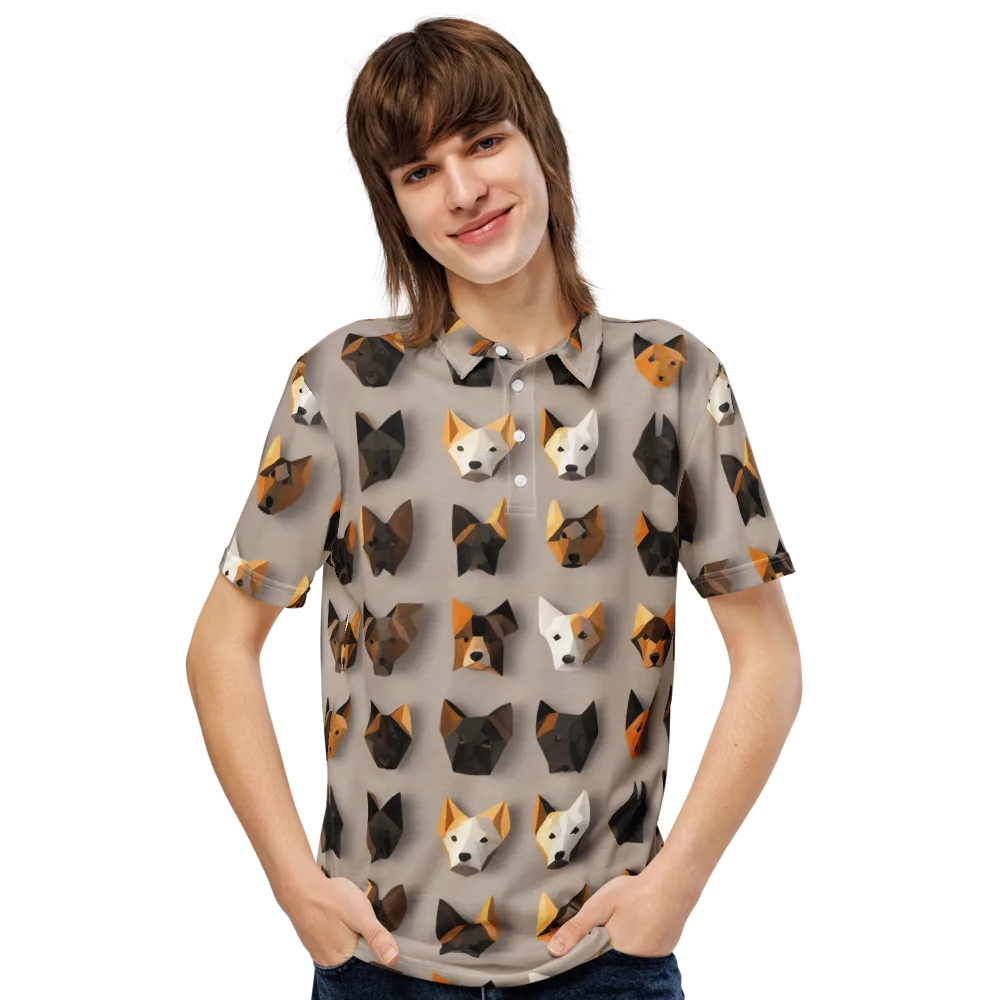 Low-poly Canine on Men's Slim Fit Polo Shirt — Front