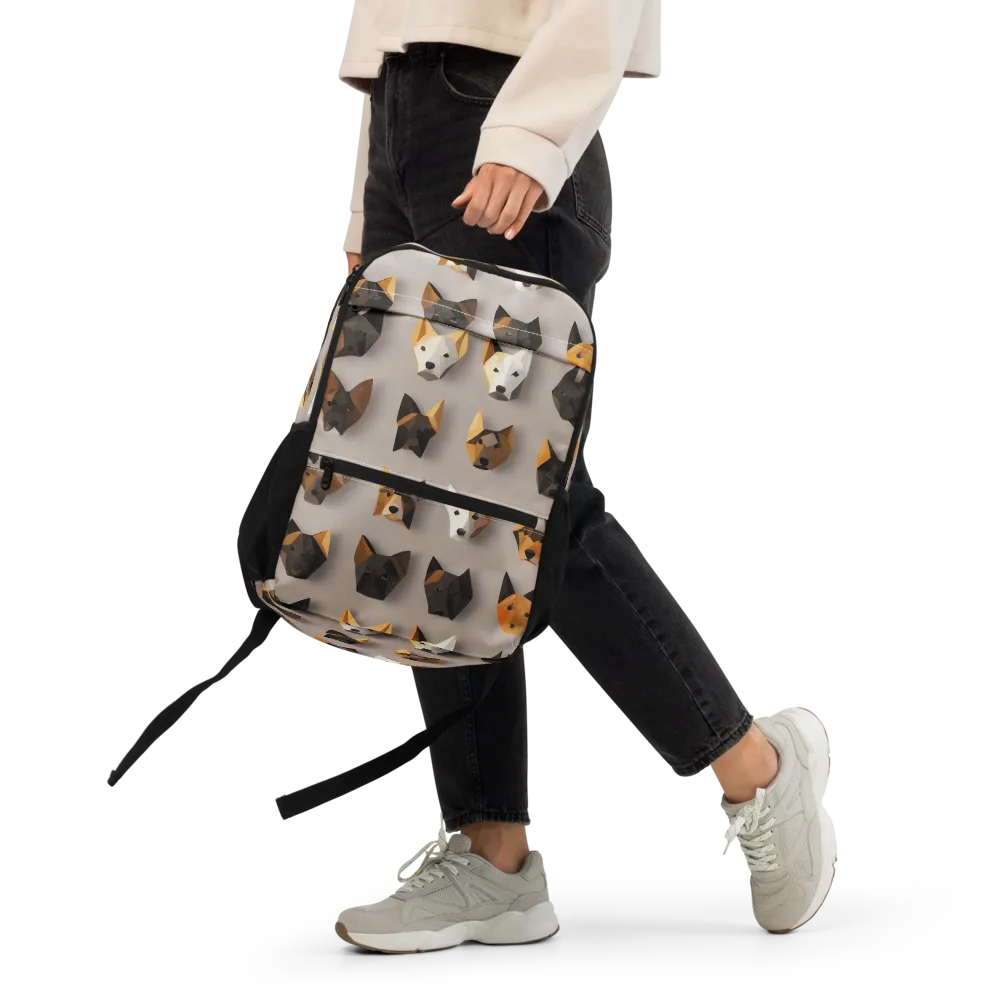 Low-poly Canine on Utility Backpack — Front