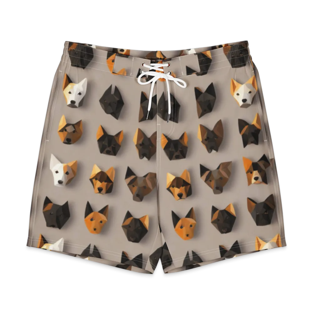 Low-poly Canine on Men's Board Shorts — Front