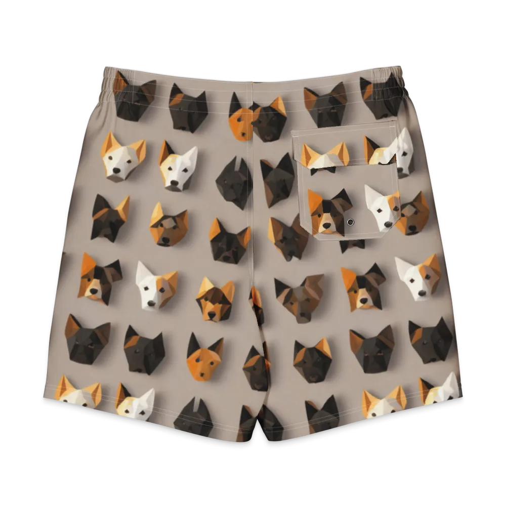 Low-poly Canine on Men's Board Shorts — Back