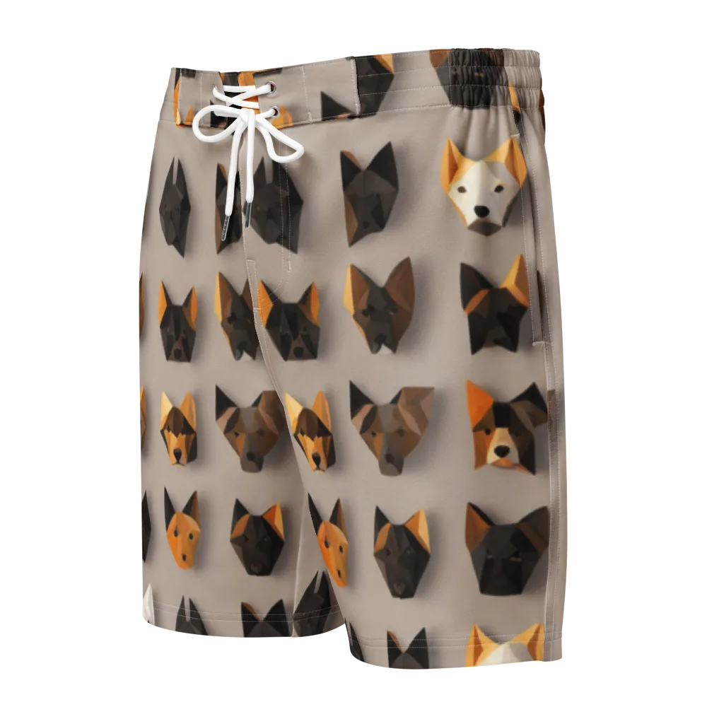 Low-poly Canine on Men's Board Shorts — Front