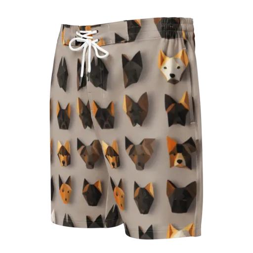 Low-poly Canine on a Men's Board Shorts