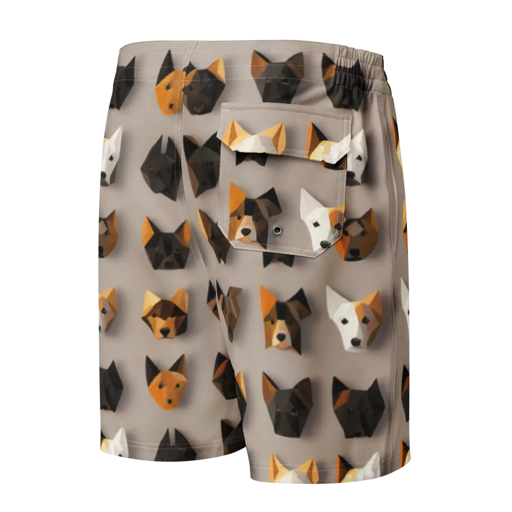 Low-poly Canine on Men's Board Shorts — Back