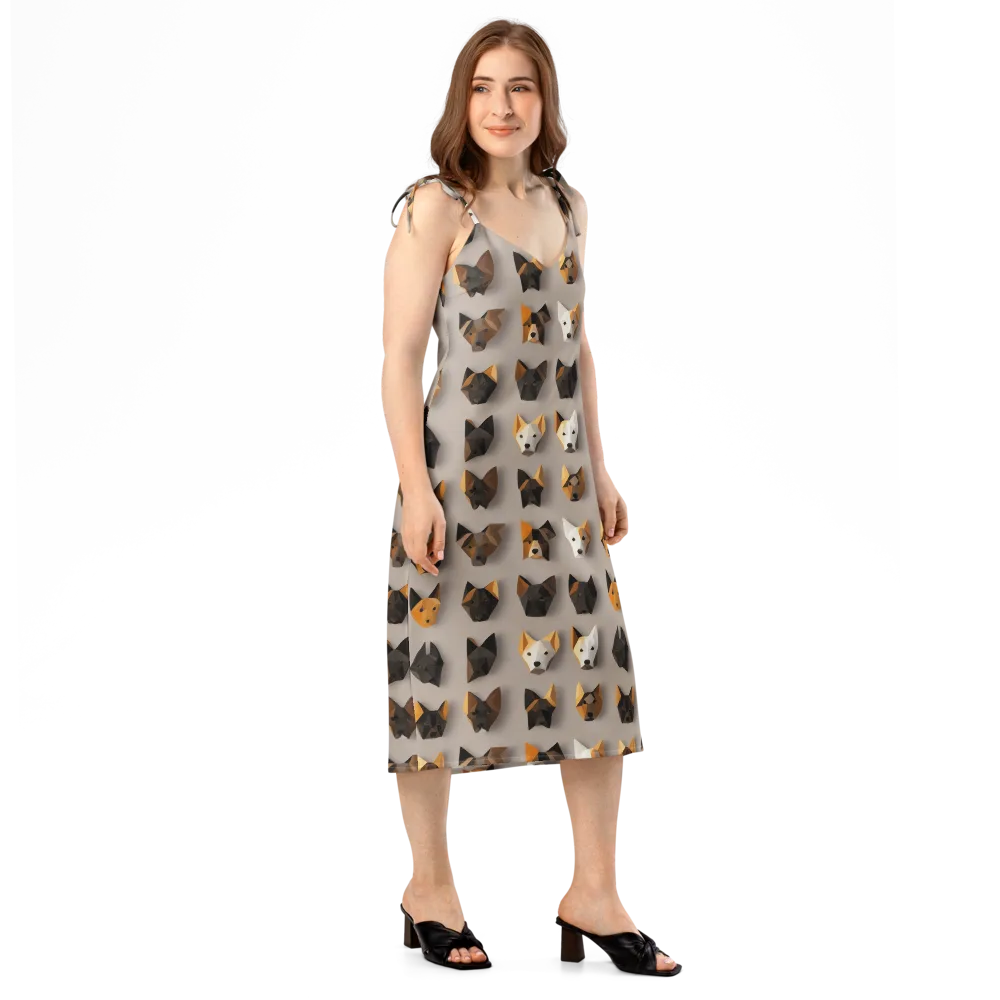 Low-poly Canine on Slip Dress — Right Front