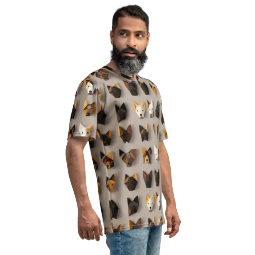Low-poly Canine on a Men's Crew Neck T-Shirt