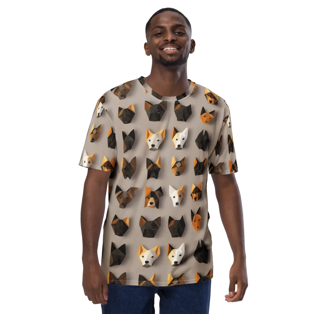 Low-poly Canine on Men's Crew Neck T-Shirt — Front