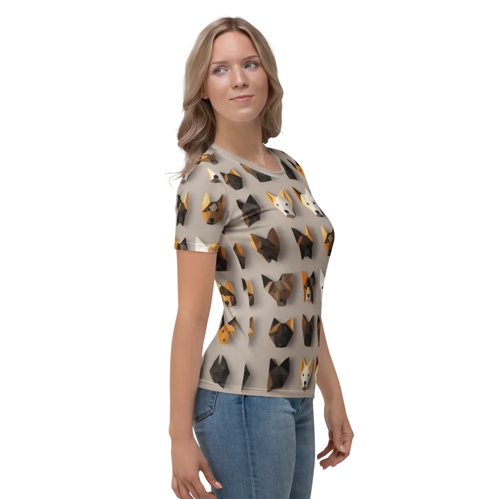 Low-poly Canine on Women's Crew Neck T-Shirt — Right