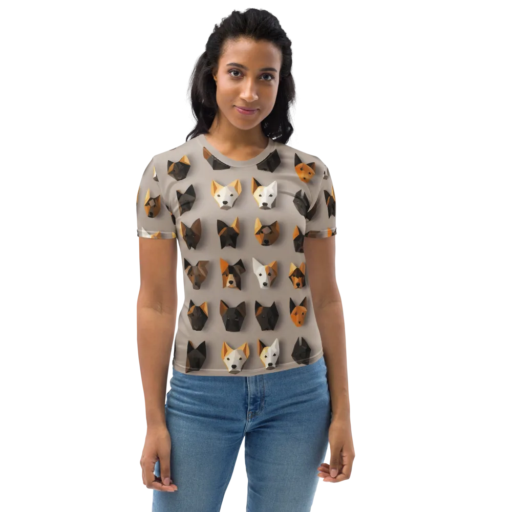 Low-poly Canine on Women's Crew Neck T-Shirt — Front