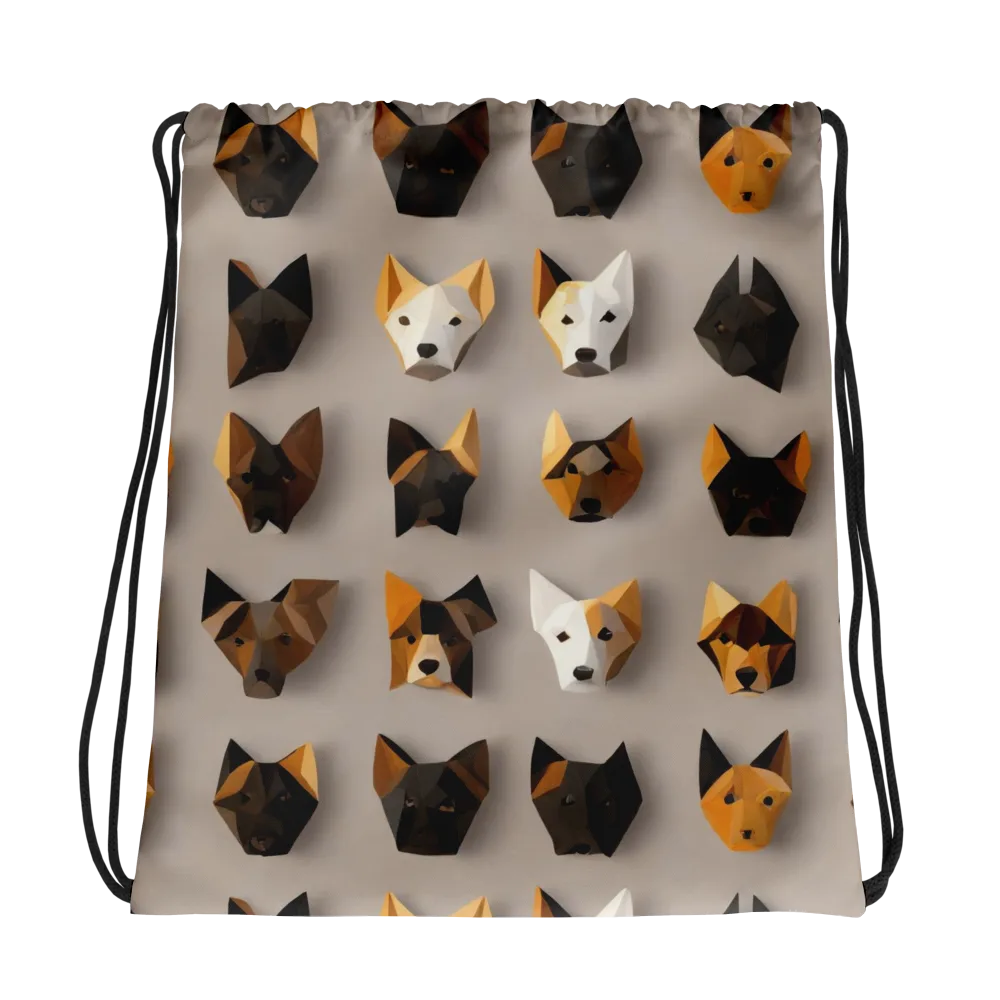 Low-poly Canine on Drawstring Bag — Photo