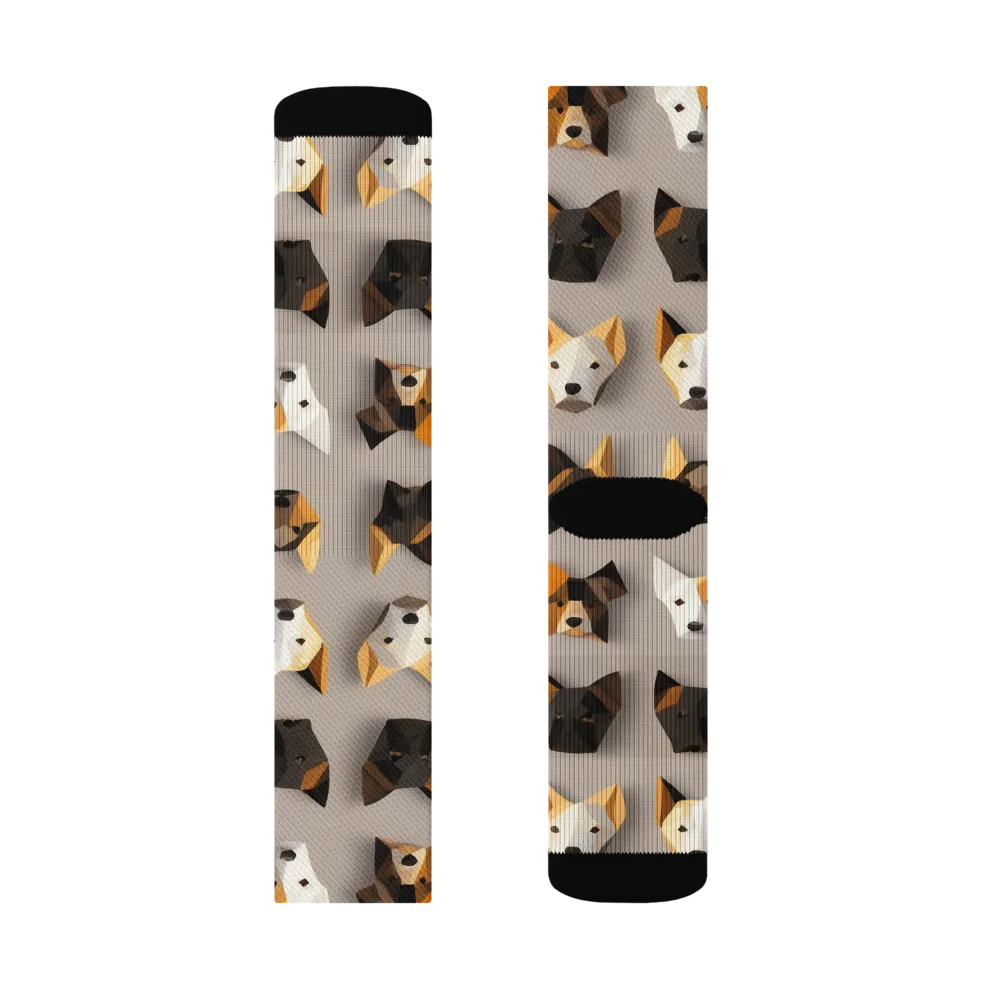 Low-poly Canine on Socks — Right Sock