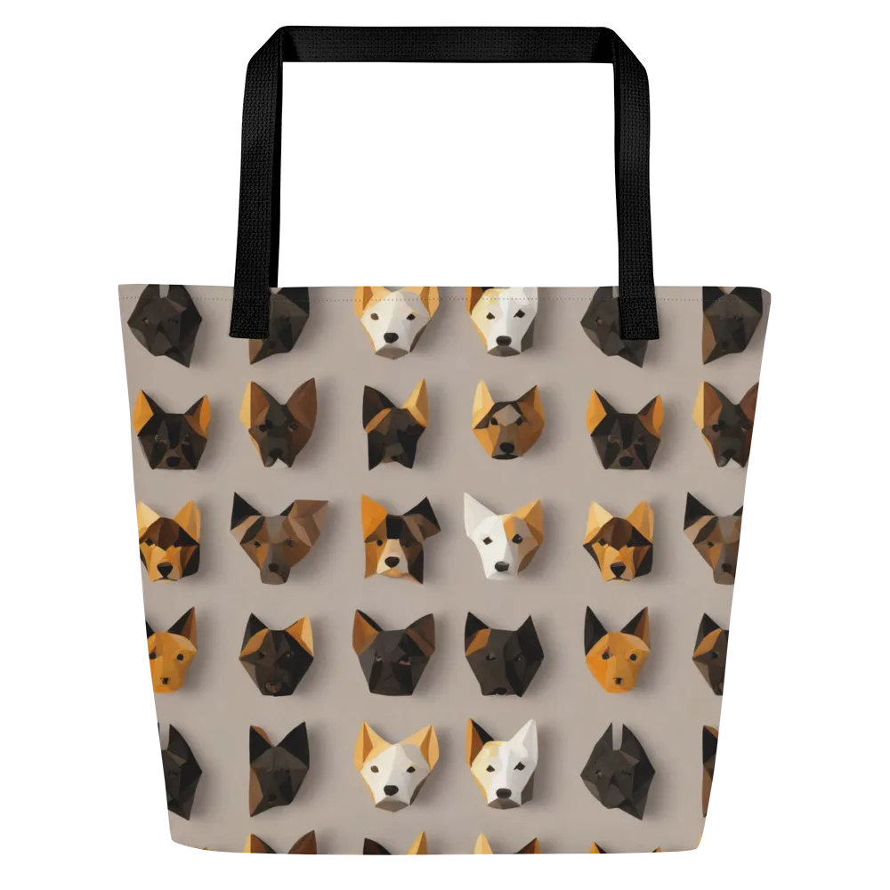 Low-poly Canine on Large Tote Bag W/ Pocket — Front