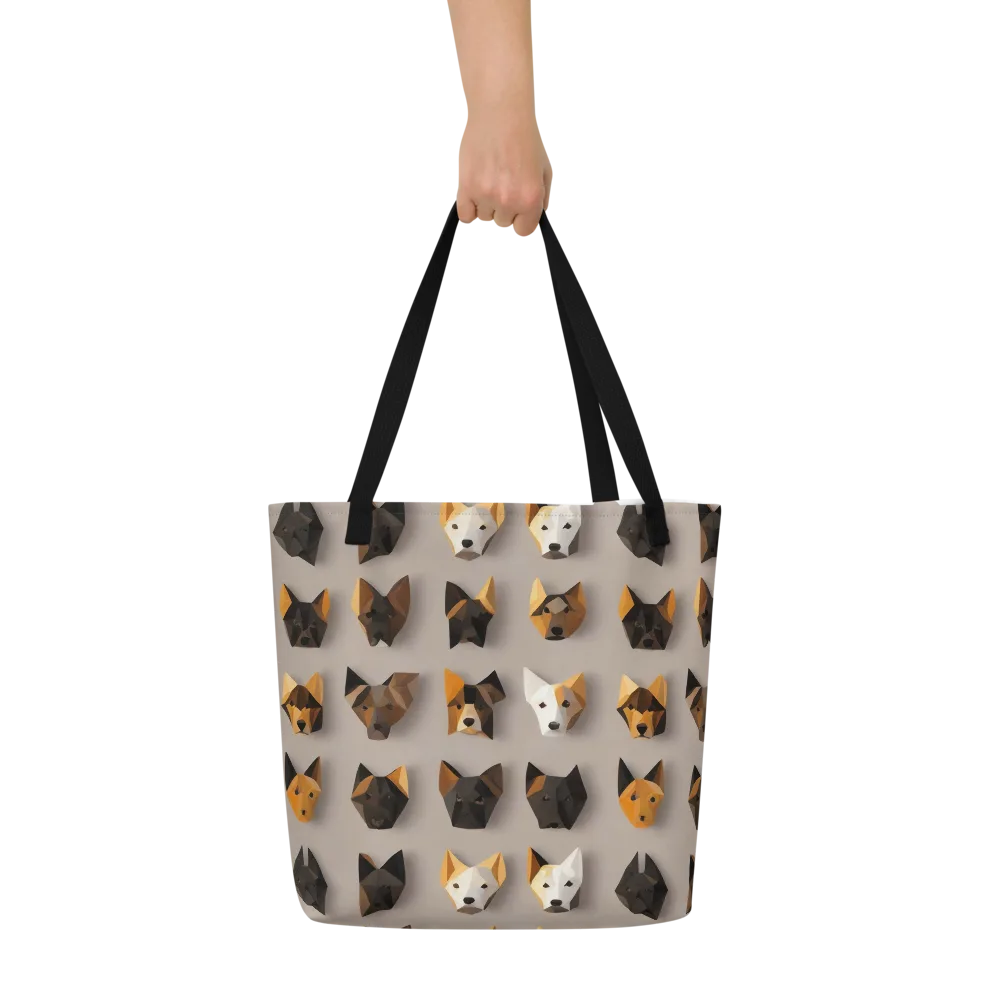 Low-poly Canine on Large Tote Bag W/ Pocket — Front