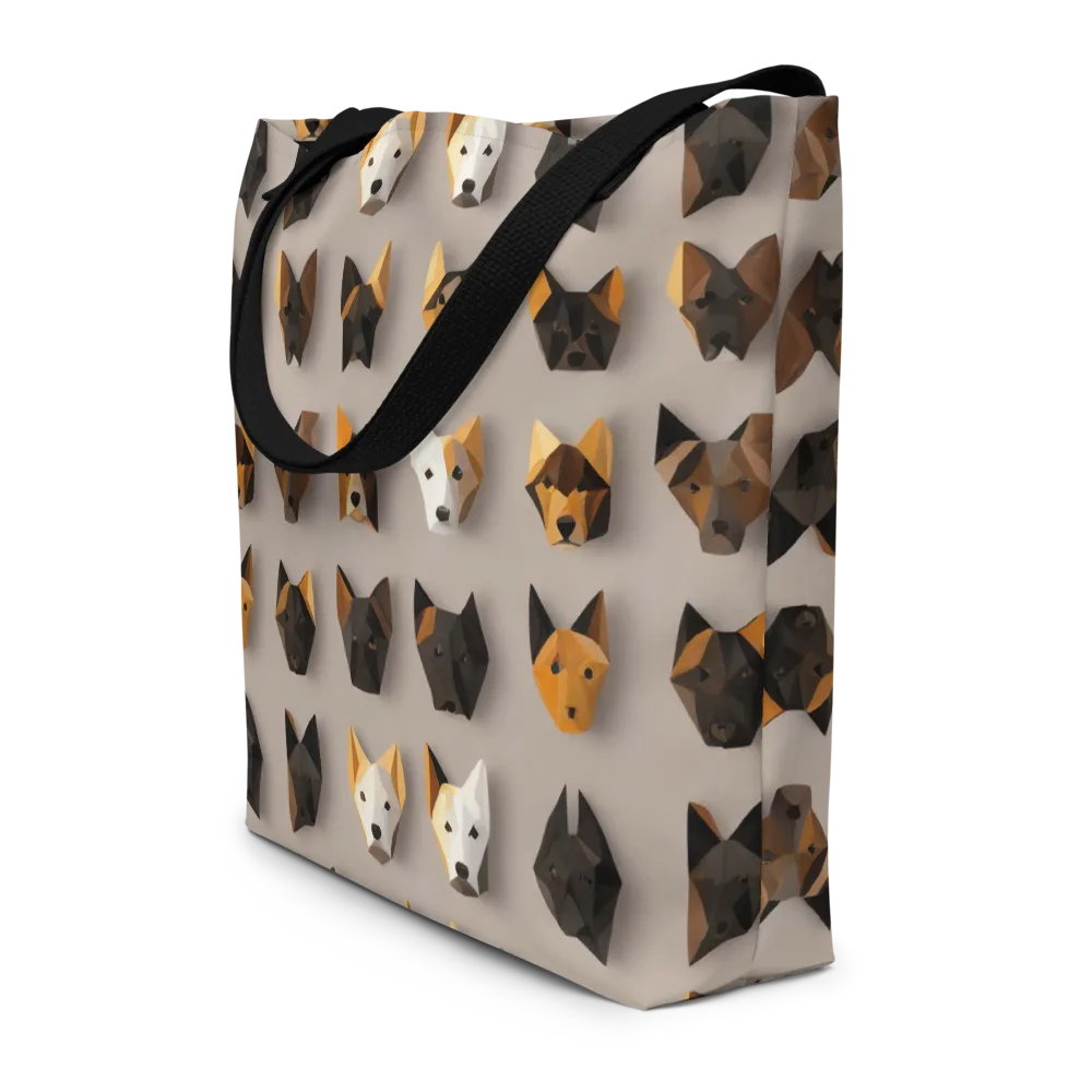 Low-poly Canine on Large Tote Bag W/ Pocket — Front