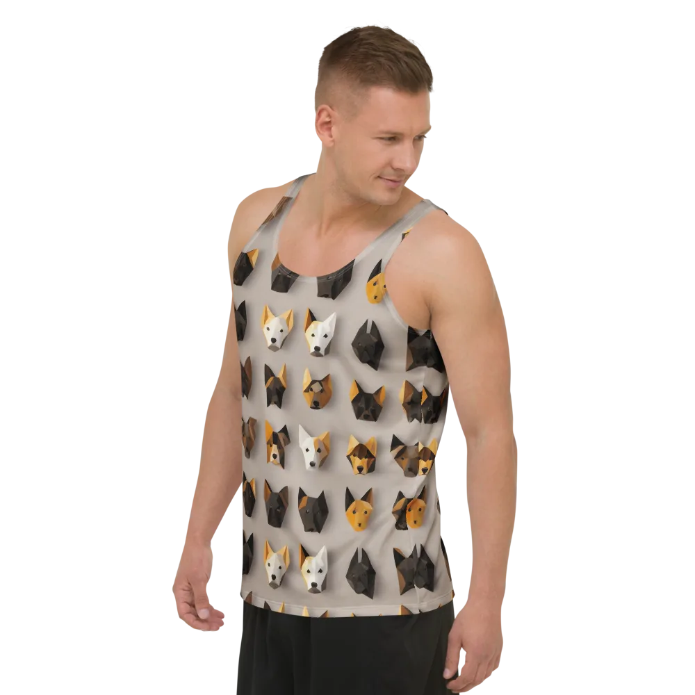 Low-poly Canine on Men's Tank Top — Left Front