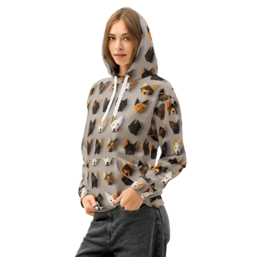 Low-poly Canine on a Cotton Hoodie