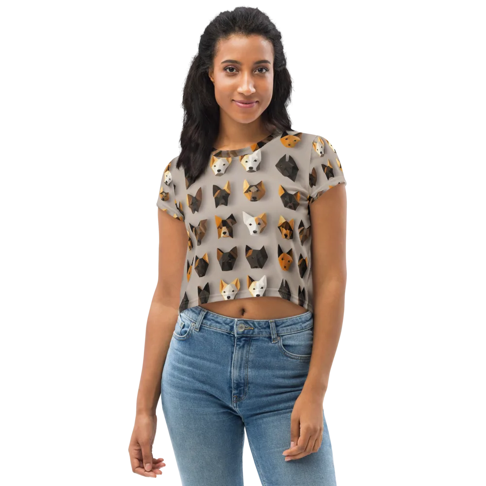 Low-poly Canine on Crop Tee — Front