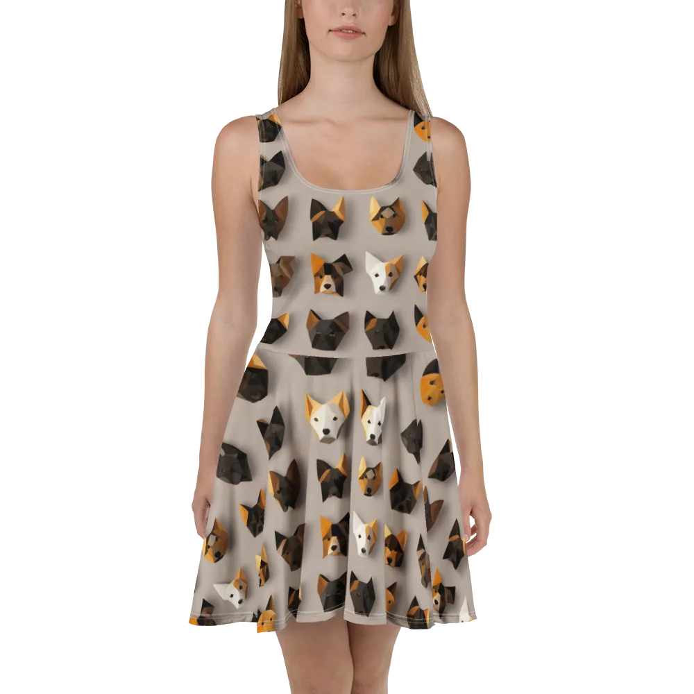 Low-poly Canine on Skater Dress — Front