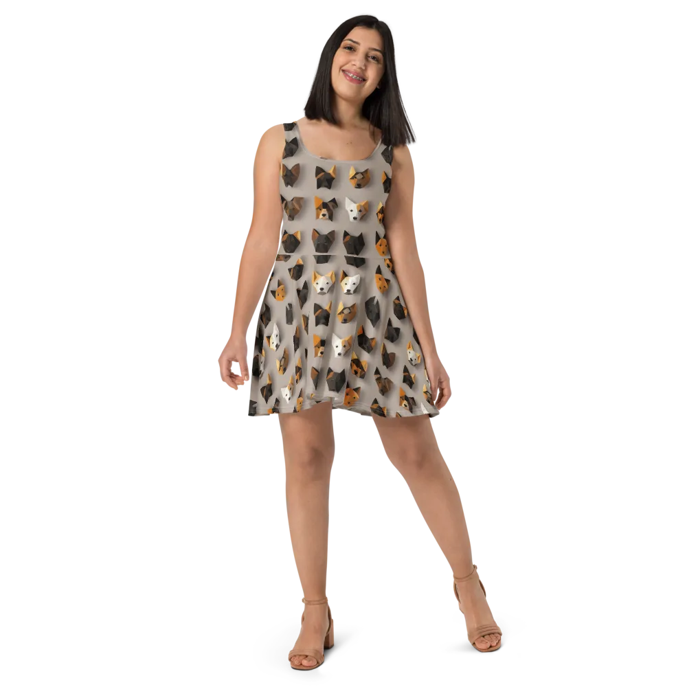Low-poly Canine on Skater Dress — Front