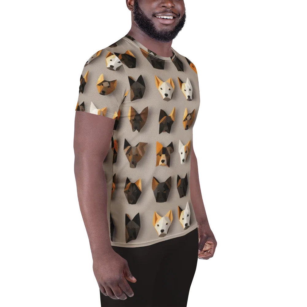 Low-poly Canine on Men's Athletic T-Shirt — Right