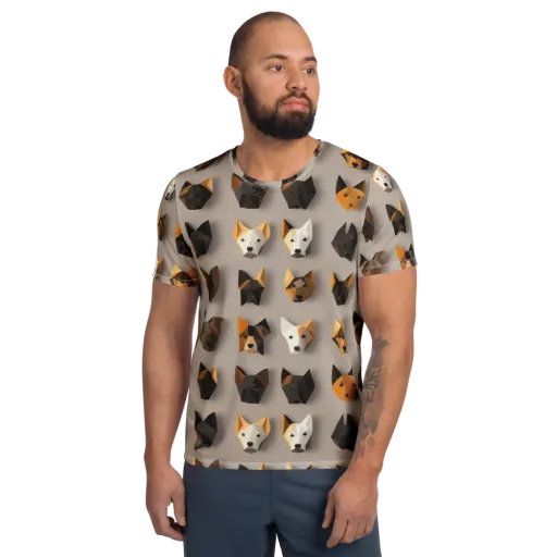 Low-poly Canine on a Men's Athletic T-Shirt