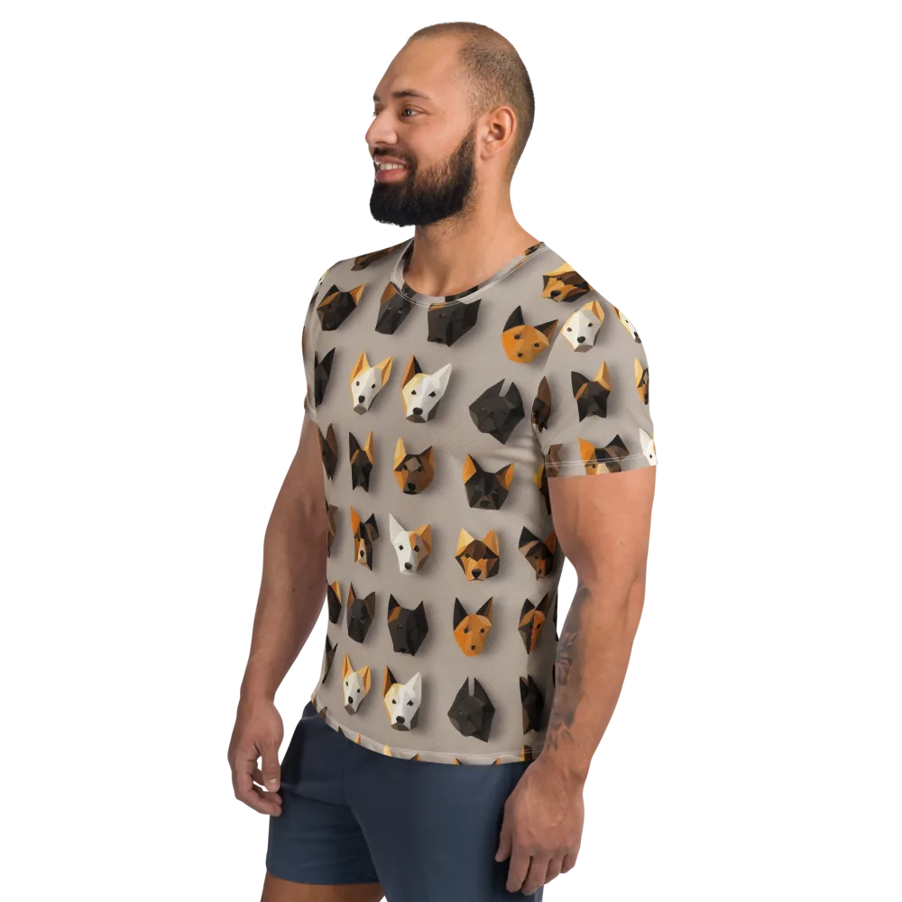Low-poly Canine on Men's Athletic T-Shirt — Left