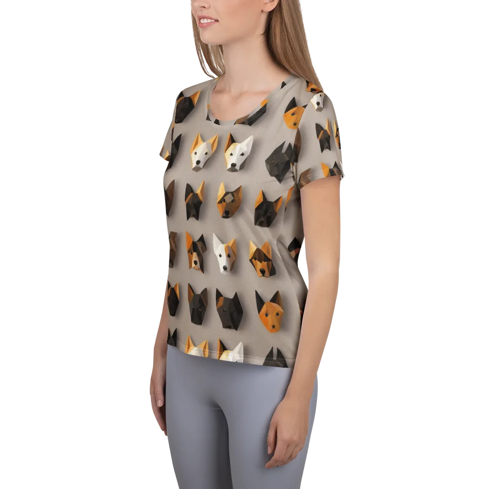 Low-poly Canine on Women's Athletic T-Shirt — Left