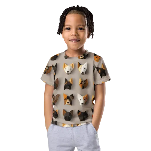 Low-poly Canine on a Kids Crew Neck T-Shirt