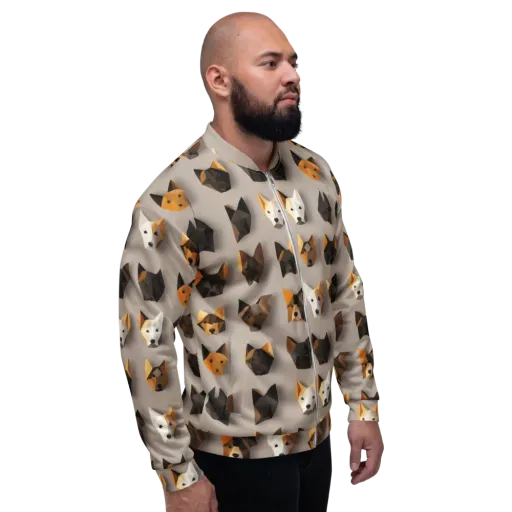 Low-poly Canine on a Bomber Jacket
