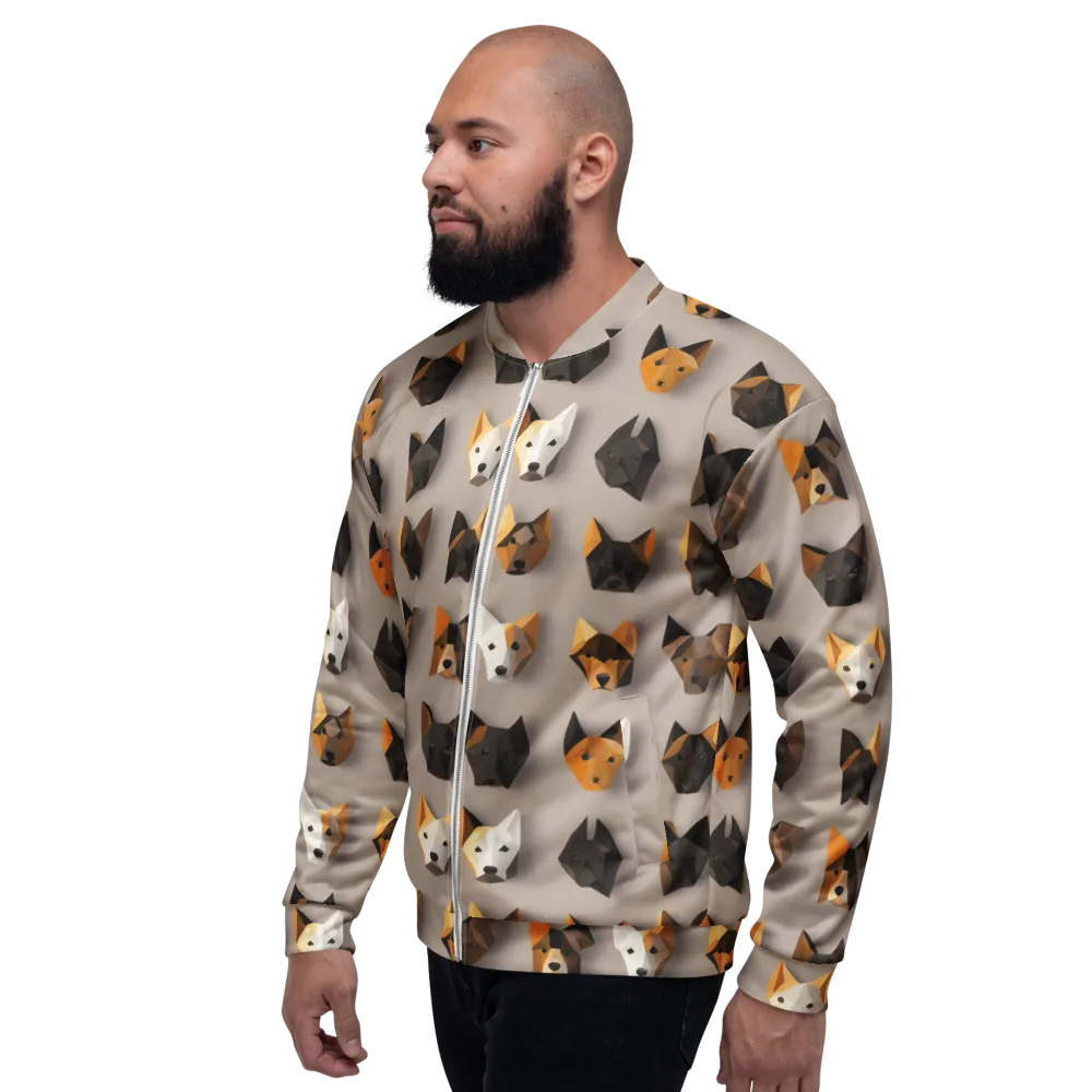 Low-poly Canine on Bomber Jacket — Left