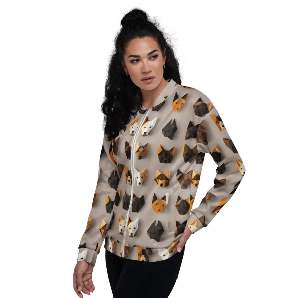 Low-poly Canine on Bomber Jacket — Left